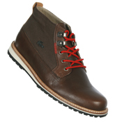 Lacoste Footwear Lacoste Delevan Dark Brown Leather / Canvas Boots