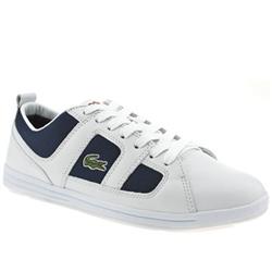 Male Lacoste Observe Leather Upper Fashion Trainers in White and Blue