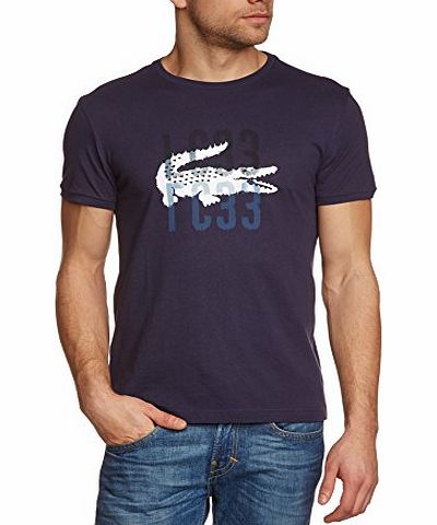 Mens Crew Neck Short Sleeve T-Shirt - Blue - Blau (NAVY BLUE/WHITE 525) - Large