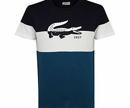 Lacoste Mens Croc Stripe T Shirt Navy/Petrol S
