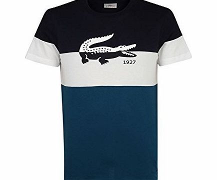 Lacoste Mens Croc Stripe T Shirt Navy/Petrol S