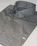 Mens Dark Grey Long Sleeve Cotton Shirt With Silver Croc