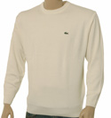 Mens Lacoste Cream Cotton Mix Round Neck Sweater