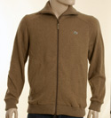 Lacoste Mens Mid Brown Full Zip High Neck Wool Mix Sweater