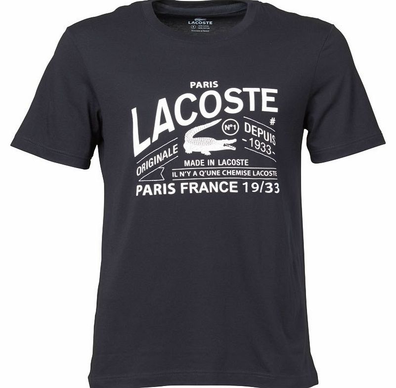Lacoste Mens Printed Lacoste T-Shirt Black/White