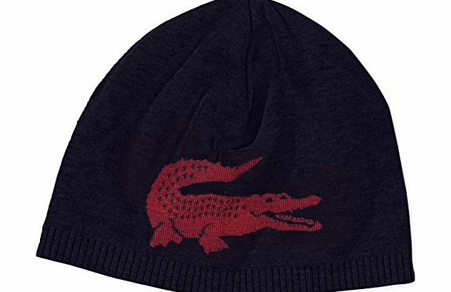 Lacoste Mens RB3531-00 Beanie, Multicoloured (Navy Blue/Wine Tnd), One Size