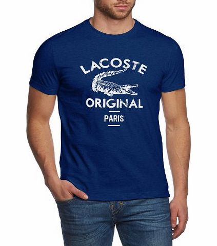 Lacoste Mens TH0867-00 T-Shirt - Multicoloured - Mehrfarbig (DNB ENCRIER/BLANC) - X-Small