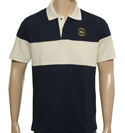 Lacoste Navy and Beige Slim Fit Pique Polo Shirt