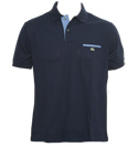 Lacoste Navy Pique Polo Shirt with Check Panels