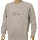 Lacoste Pale Grey Long Sleeve Cotton Sweatshirt With Large Croc