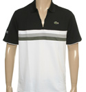 Lacoste Sport Black White and Grey 1/4 Zip Polo Shirt