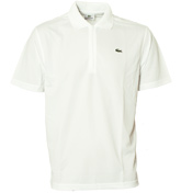 Lacoste Sport White 1/4 Zip Pique Polo Shirt