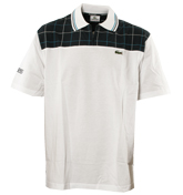 Lacoste Sport White and Navy 1/4 Zip Pique Polo