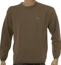 Lacoste Taupe Round Neck Wool Mix Sweater