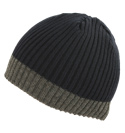 Lacoste Warship Grey and Navy Ribbed Beanie Hat