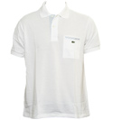 Lacoste White Pique Polo Shirt with Check Panels