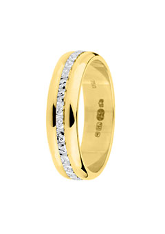 Ladies 18ct 2 Colour Gold Sparkle Wedding Ring