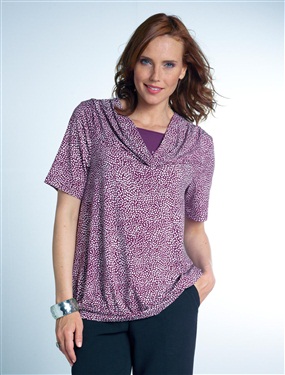 Ladies 2-In-1 Style Cowl Neck T-Shirt