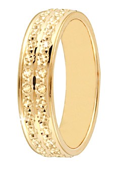 Ladies 9ct Gold 2 Row Sparkle Cut Wedding Ring