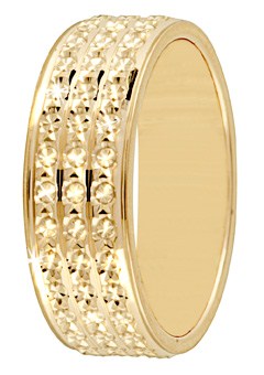 9ct Gold 3 Row Sparkle Cut Wedding Ring
