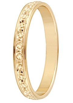 Ladies 9ct Gold Single Row Sparkle Cut Wedding