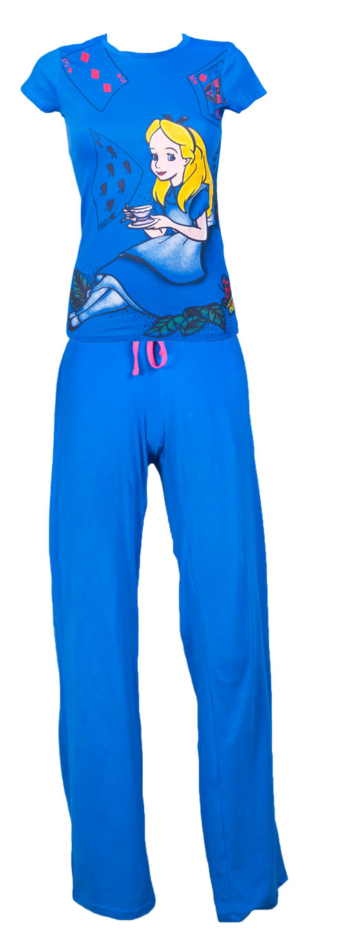 Ladies Alice in Wonderland Long PJ Set