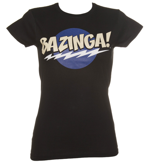 Ladies Black Big Bang Theory Bazinga Logo T-Shirt
