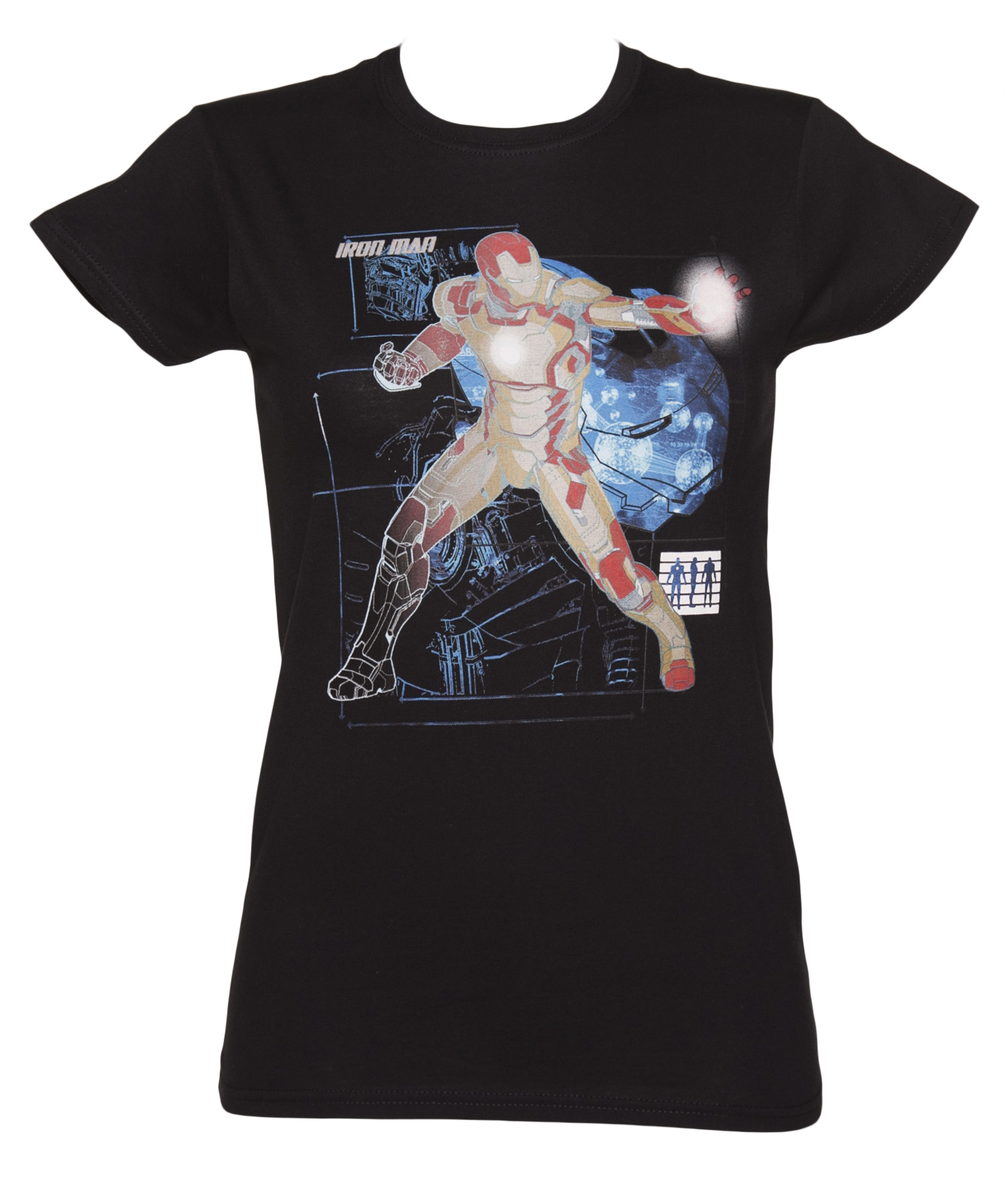 Ladies Black Iron Man Attack T-Shirt