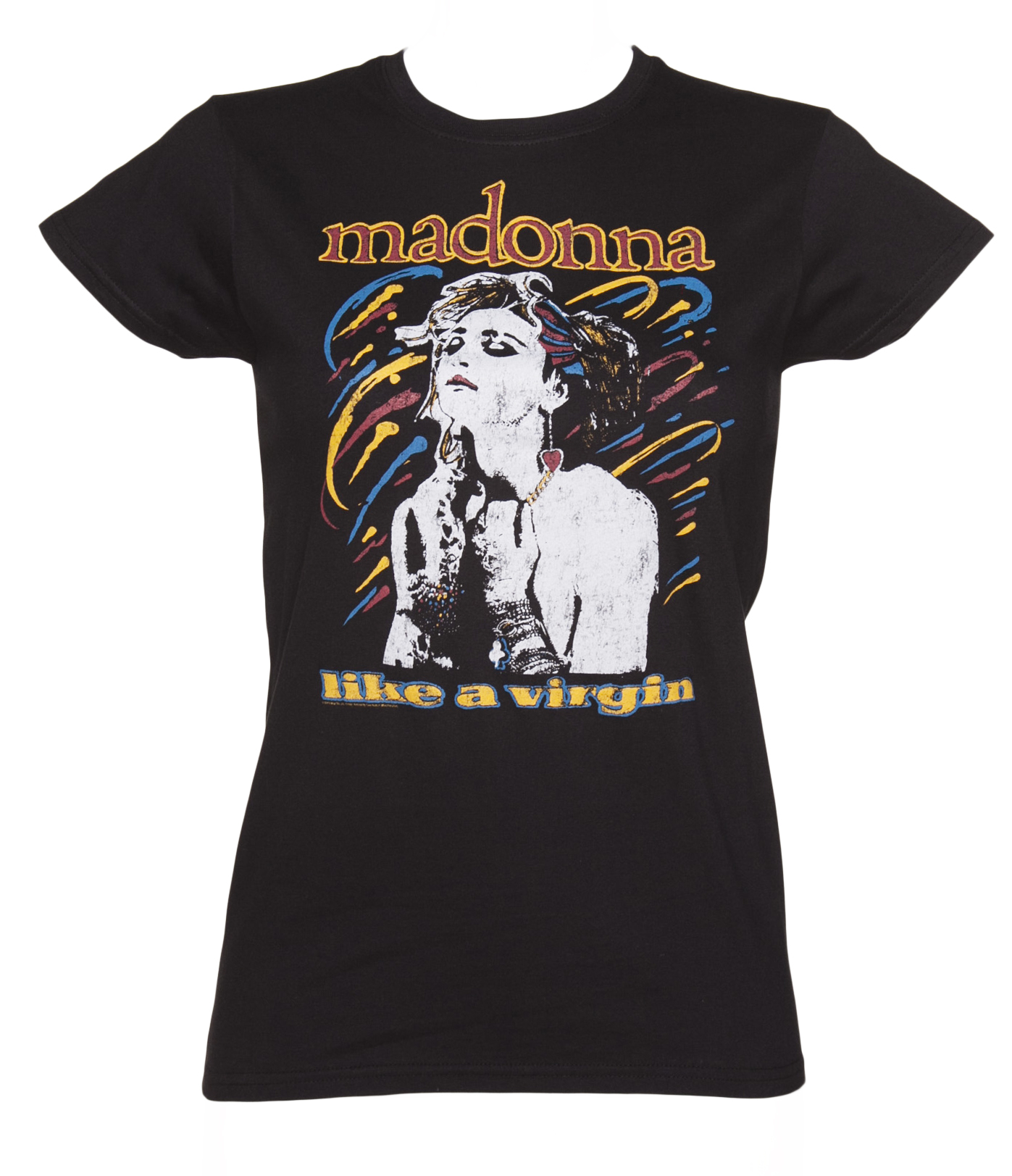 Ladies Black Madonna Like A Virgin T-Shirt