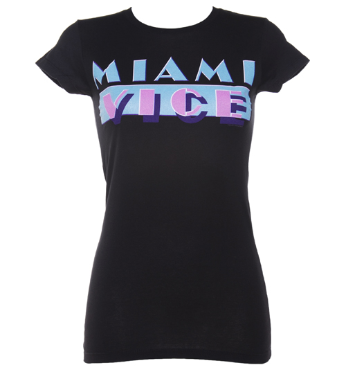 Ladies Black Miami Vice Logo T-Shirt