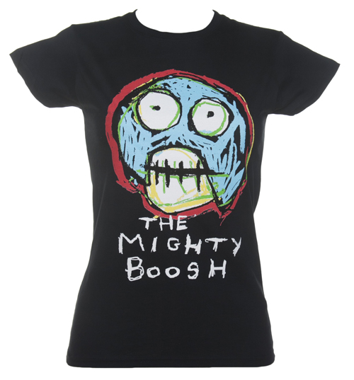 Ladies Black Mighty Boosh Sketch Logo T-Shirt