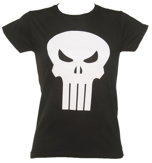 Ladies Black Punisher Marvel Skinny T-Shirt