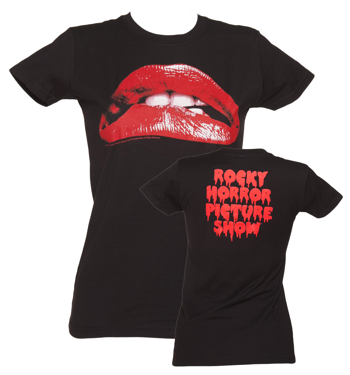 Ladies Black Rocky Horror Show Lips T-Shirt