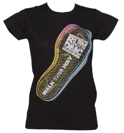 Ladies Black Walk This Way Footprint Run DMC