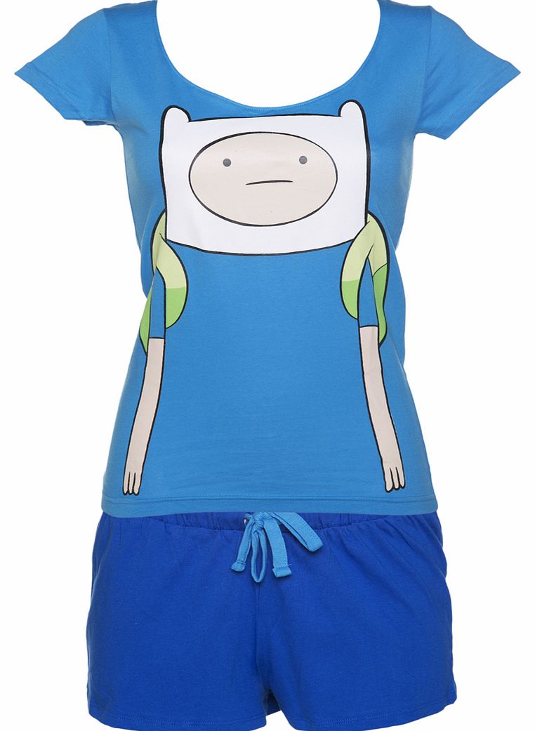 Ladies Blue Adventure Time Finn Shortie Pyjamas
