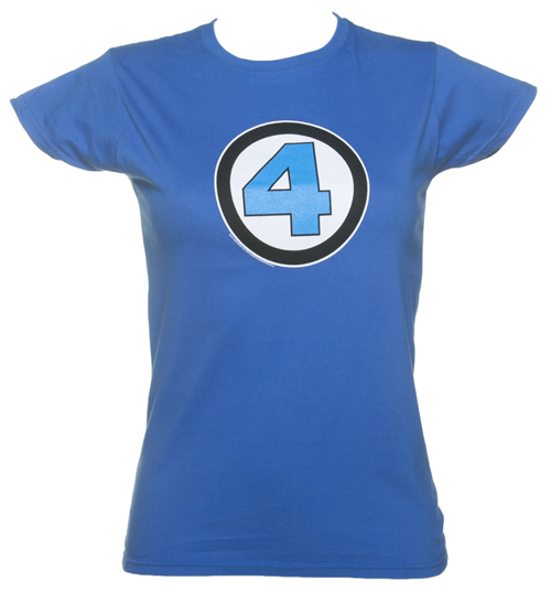 Ladies Blue Fantastic Four Logo Marvel T-Shirt