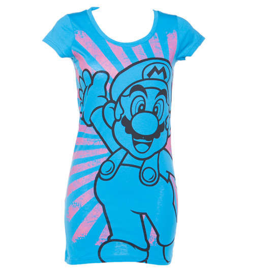 Blue Nintendo Mario Longline T-Shirt