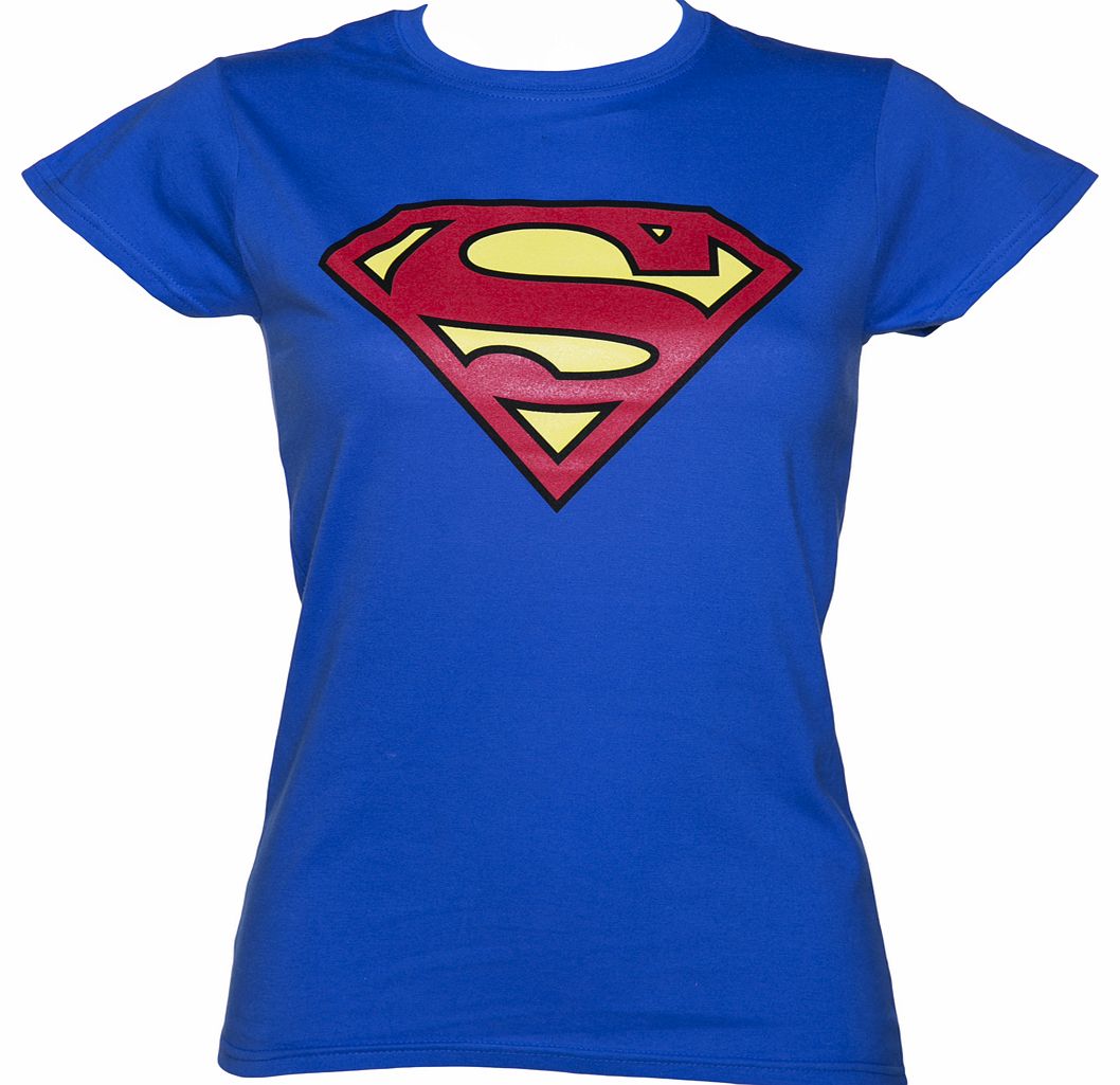 Ladies Blue Superman Logo T-Shirt