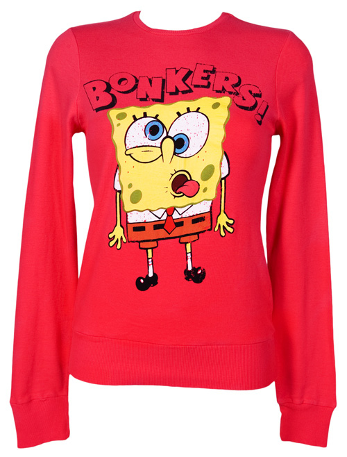 ladies Bonkers Spongebob Pink Lightweight Sweater