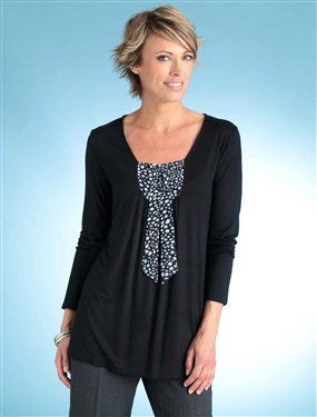 Ladies Bow Front Tunic-Style T-Shirt