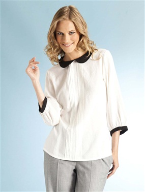 Ladies Contrast Peter Pan Collar Blouse