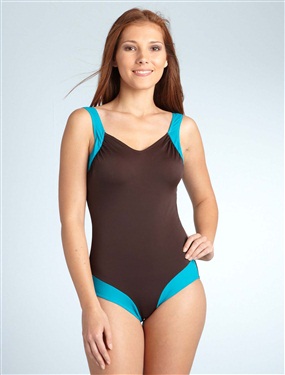 Ladies Contrasting Trim Two-Tone Swimsuit