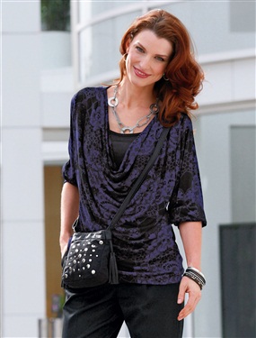 Ladies Cowl Neckline T-Shirt with Batwing Sleeves