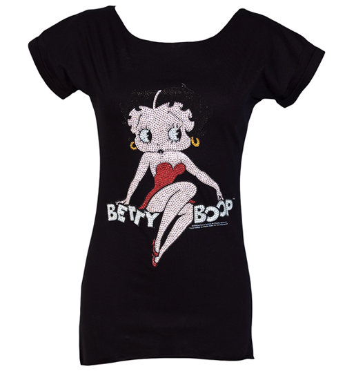 Ladies Diamante Betty Boop Classic Pose T-Shirt