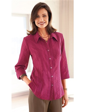 Ladies Easy-Care Crinkle Fabric Blouse - Comfort