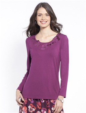 Ladies Embroidered Long-Sleeved T-Shirt