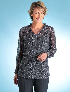 Ladies Frilled Collar Print Blouse