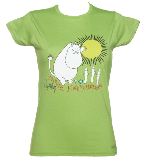 Ladies Green Moomins Beware Hattifatteners T-Shirt