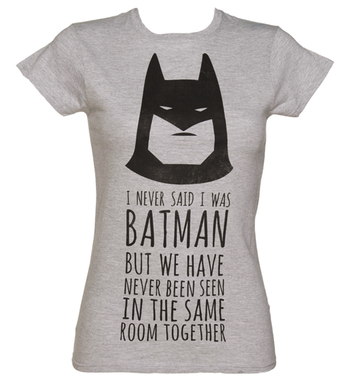 Ladies Grey Marl DC Comics Batman Slogan T-Shirt