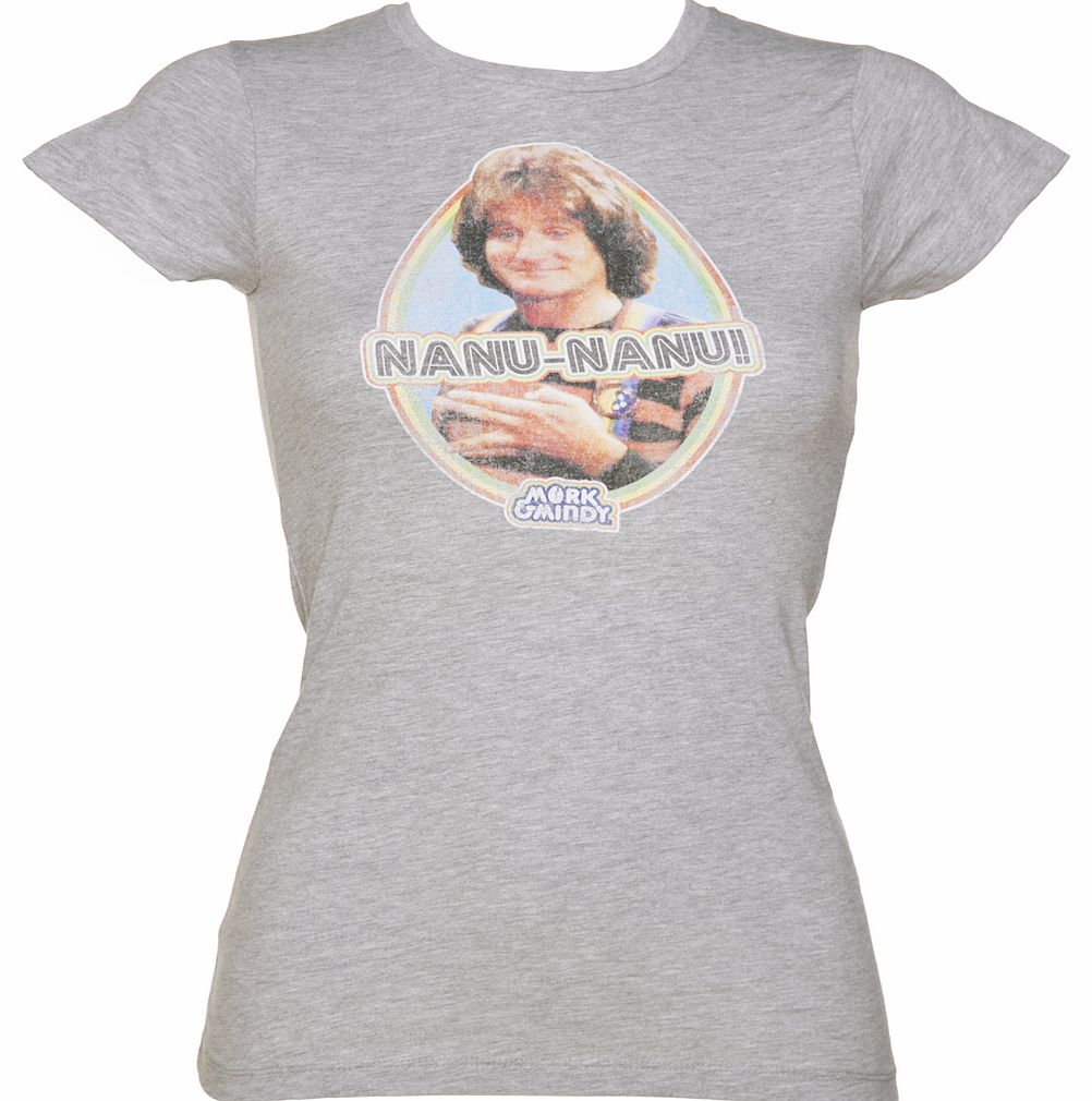 Ladies Grey Marl Nanu Nanu Mork And Mindy T-Shirt